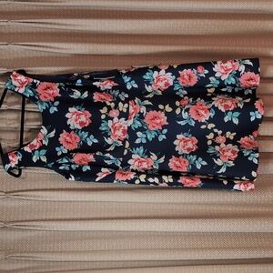 NWT Women's Size 24W City Studio Sleeveless Navy Coral Floral Dress